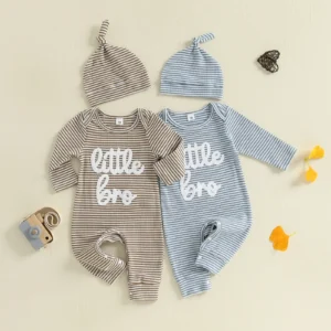 Long‑sleeve crewneck infant jumpsuit