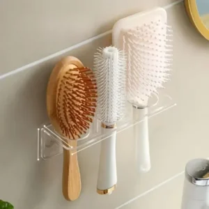 Transparent hair‑brush organizer shelf