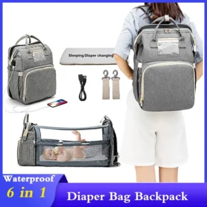 Stroller‑friendly foldable diaper tote