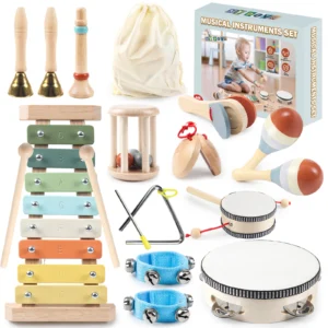 Wooden toddler musical instrument set
